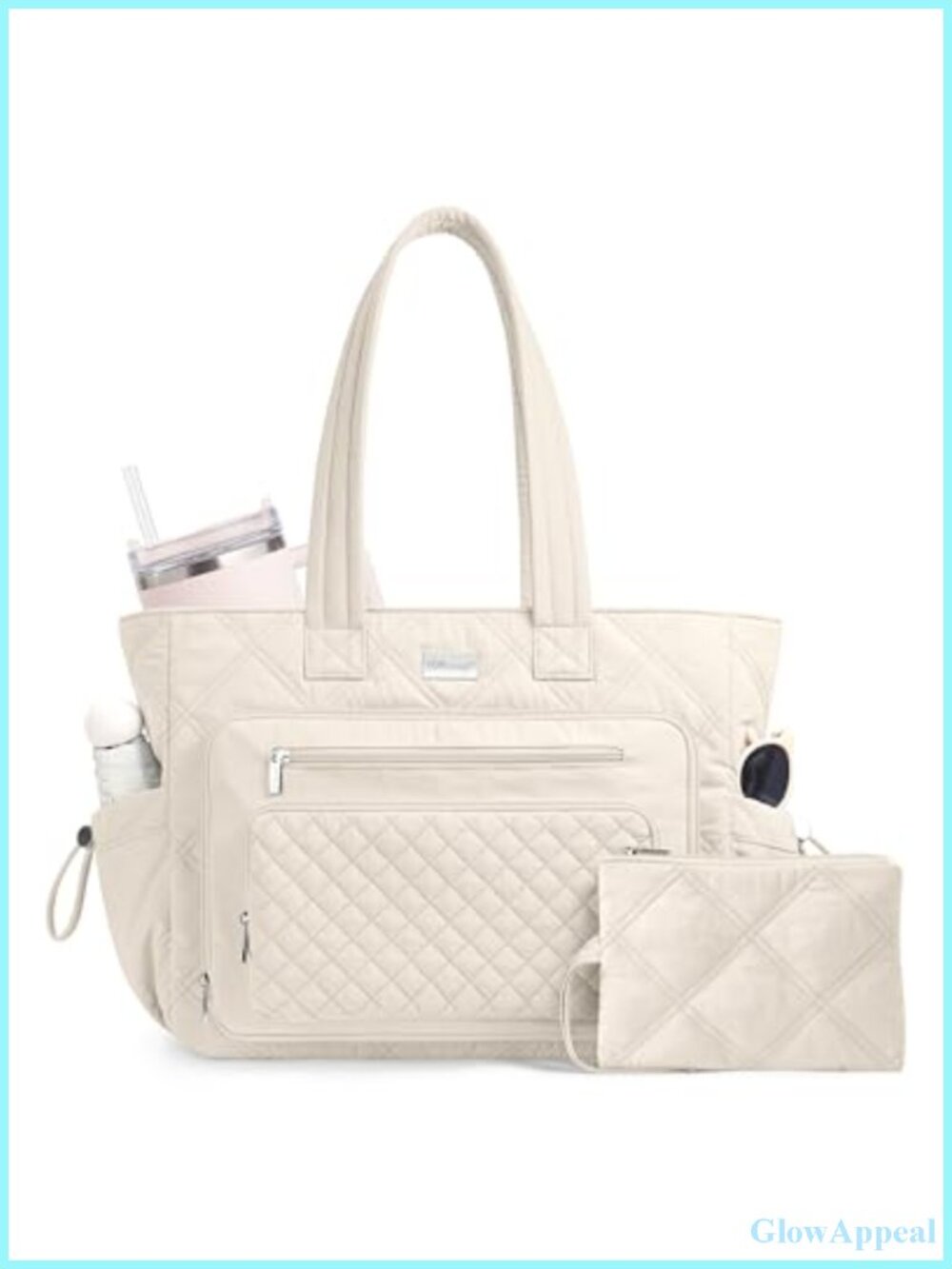 Puffer Laptop Tote Bag Women Quilted Teacher Nurse Work Briefcase 15.6 40oz Cup